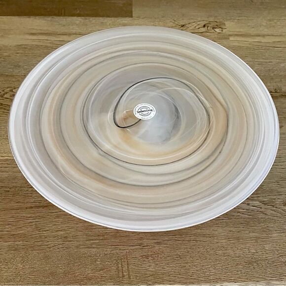 Southern Living Dilllard’s Multi Neutral Color Swirl Glass Cake Stand Pedestal - Picture 7 of 16